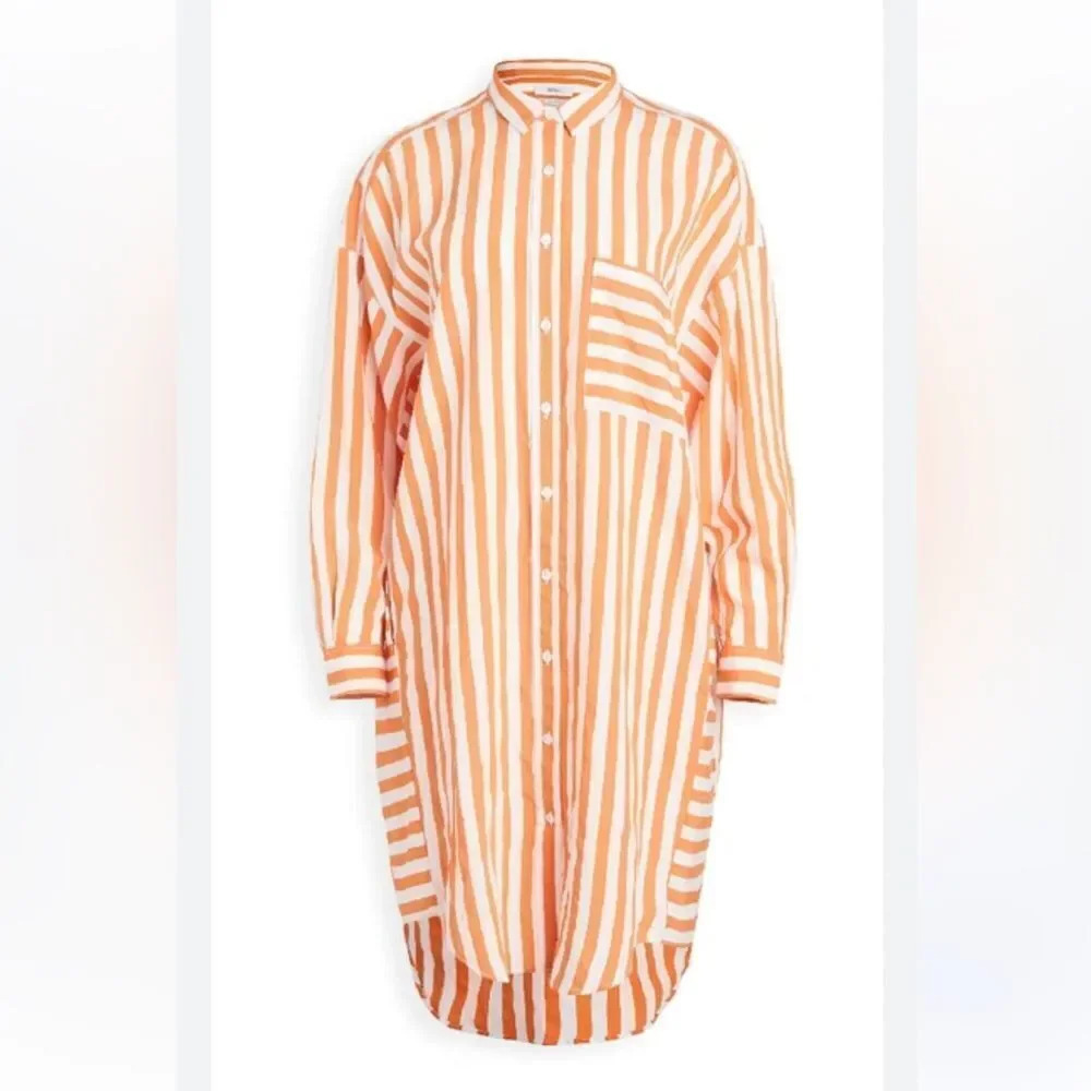 Closed Bold Orange and White Long Sleeve Dress